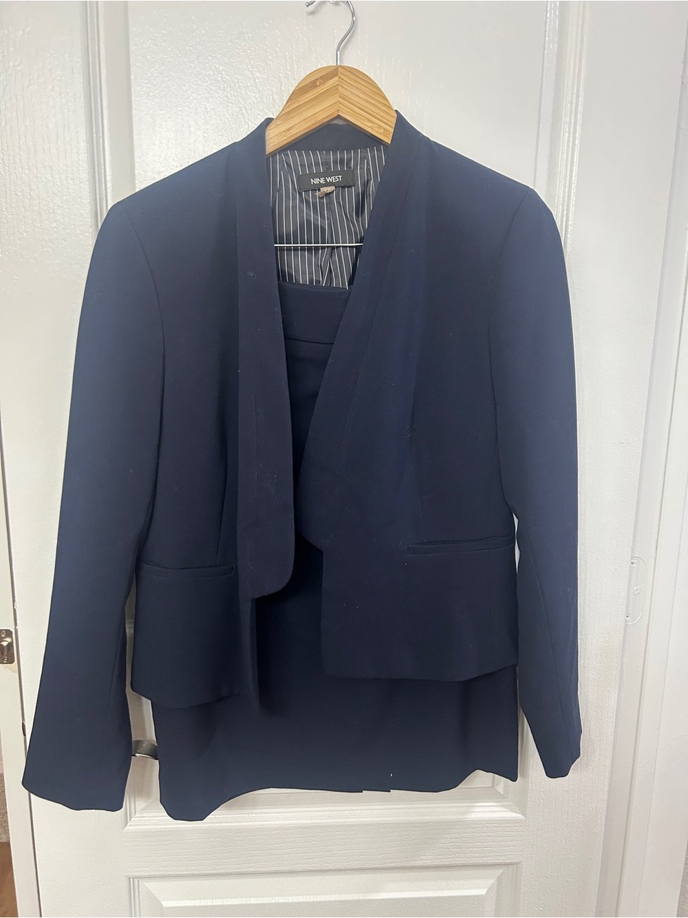 Nine West Deep Navy Open-Front Suit Jacket